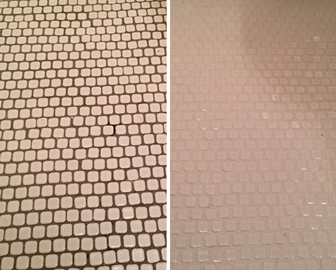 Floor Before and After a Grout Sealing in Falcon, CO