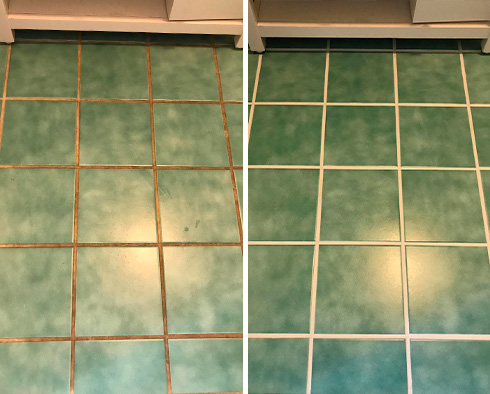 Floor Before and After a Grout Cleaning in Colorado Springs, CO