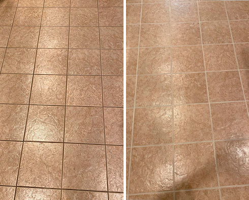 Floor Before and After a Grout Sealing in Falcon, CO