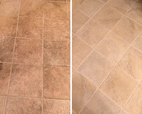 Floor Before and After a Tile Cleaning in Falcon, CO