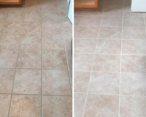 Floor Before and After a Grout Sealing in Colorado Springs, CO