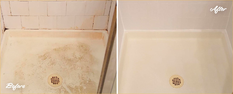 Shower Before and After Our Remarkable Hard Surface Restoration Services in Colorado Springs, CO