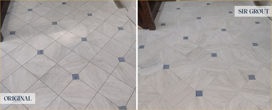 Ceramic Tile Floor Before and After a Grout Cleaning in Falcon