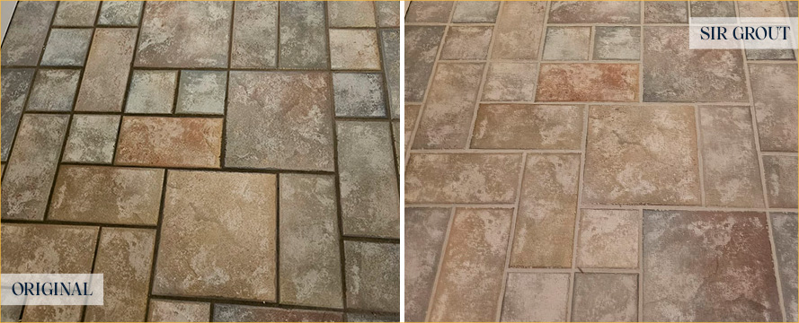 Floor Before and After a Superb Grout Cleaning in Fountain, CO
