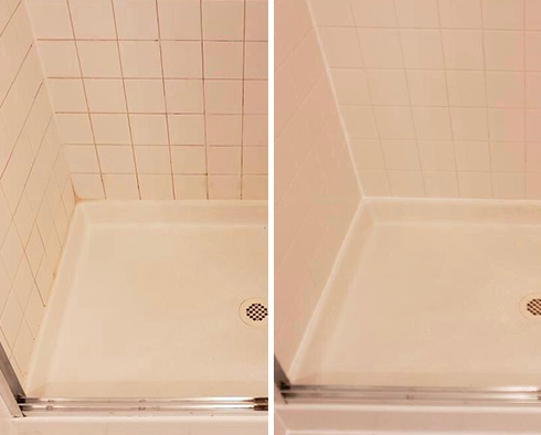 Shower Tiles Before and After Our Colorado Springs Grout Cleaning