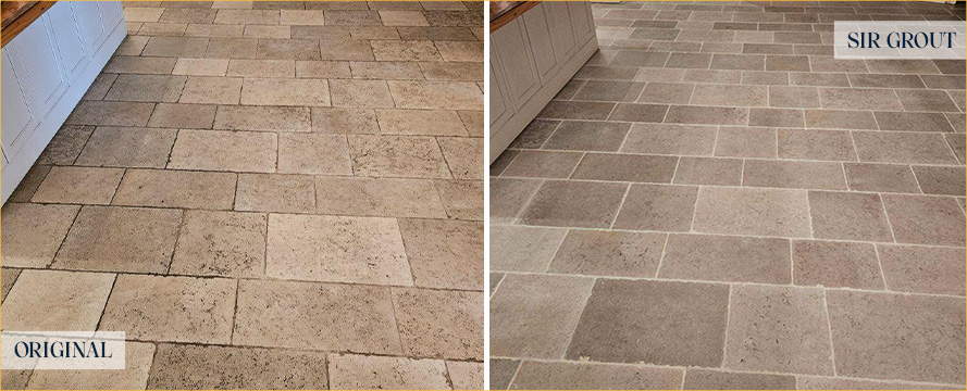 Floor Before and After an Excellent Stone Cleaning in Colorado Springs, CO