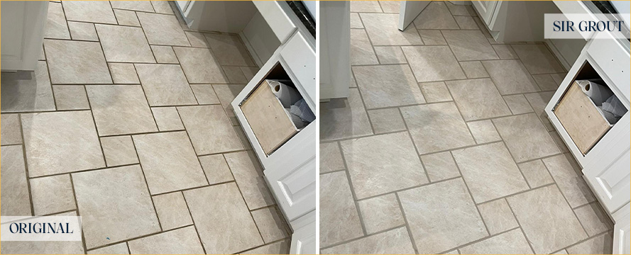 Ceramic Tile Floor Before and After a Tile Cleaning in Castle Rock